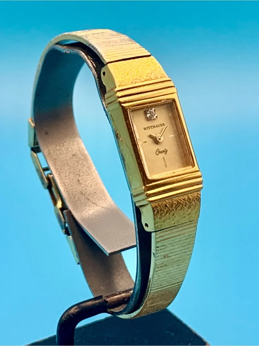 WITTNAUER Women’s Vintage Swiss Tank Style Diamond Wristwatch Works New Battery